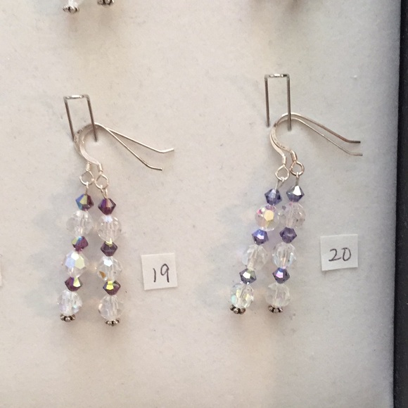 Handmade Line Sterling Silver Crystal Earrings - Picture 10 of 12
